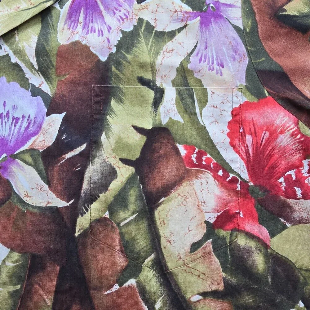 Hilo Hattie Shirt Mens Large Floral Camp Button Up Hawaiian Aloha Beach Casual‎